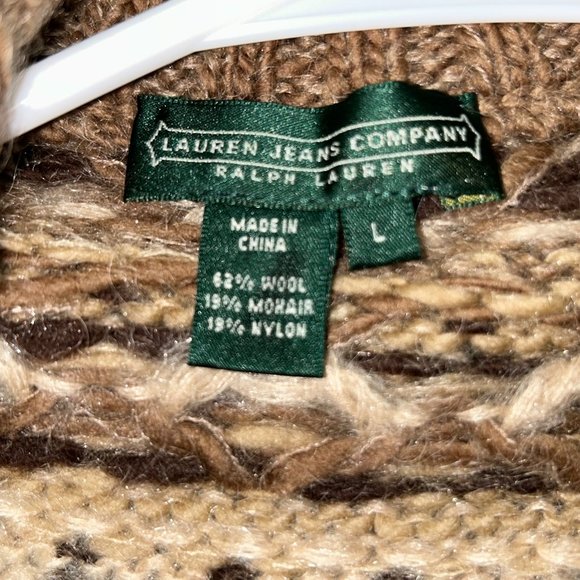 Lauren Jeans Company wool full zip mock neck sweater vest sz L EUC - Picture 3 of 6